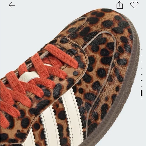adidas Leopard Print Samba Sneakers with Cream Stripes and Red Accents - Picture 4 of 11